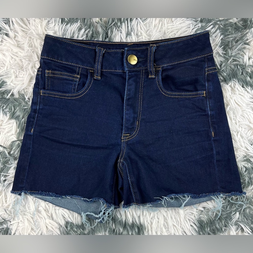 American Eagle Outfitters Women's Hi-Rise Shortie Dark Blue Jean Shorts Size 2
